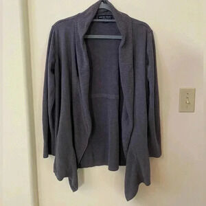 BAREFOOT DREAMS COZY CHIC ULTRA LIT RIBBED HI LO CARDIGAN PURPLE/GRAY SIZE M